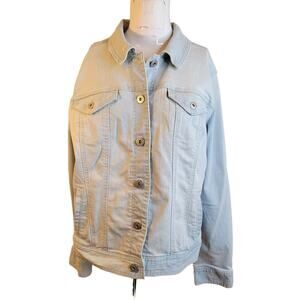 Style & Co Large Jacket women button collar longsleeve pockets inside distressed